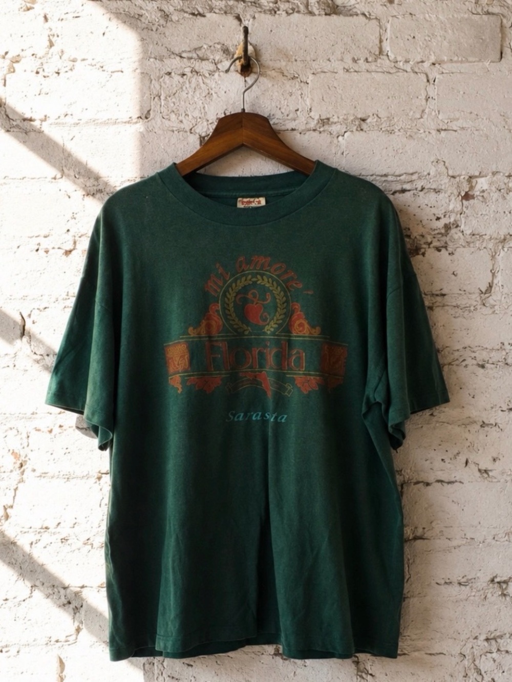 VTG 90s Tee Jays Florida Graphic Tee Forest Green Super Thin Soft Boxy 
Men's XL